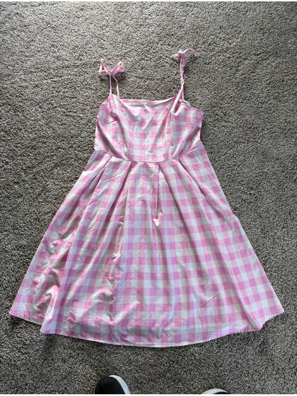 Pink Gingham Tie-Shoulder Sundress
